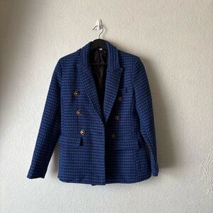 SHEIN Blue Double-Breasted Blazer